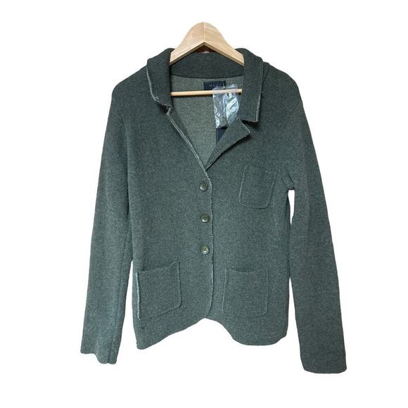 MARY Made in Italy Wool Blend Button Front Cozy Barn Coat Sweater Chore Jacket - Picture 1 of 11